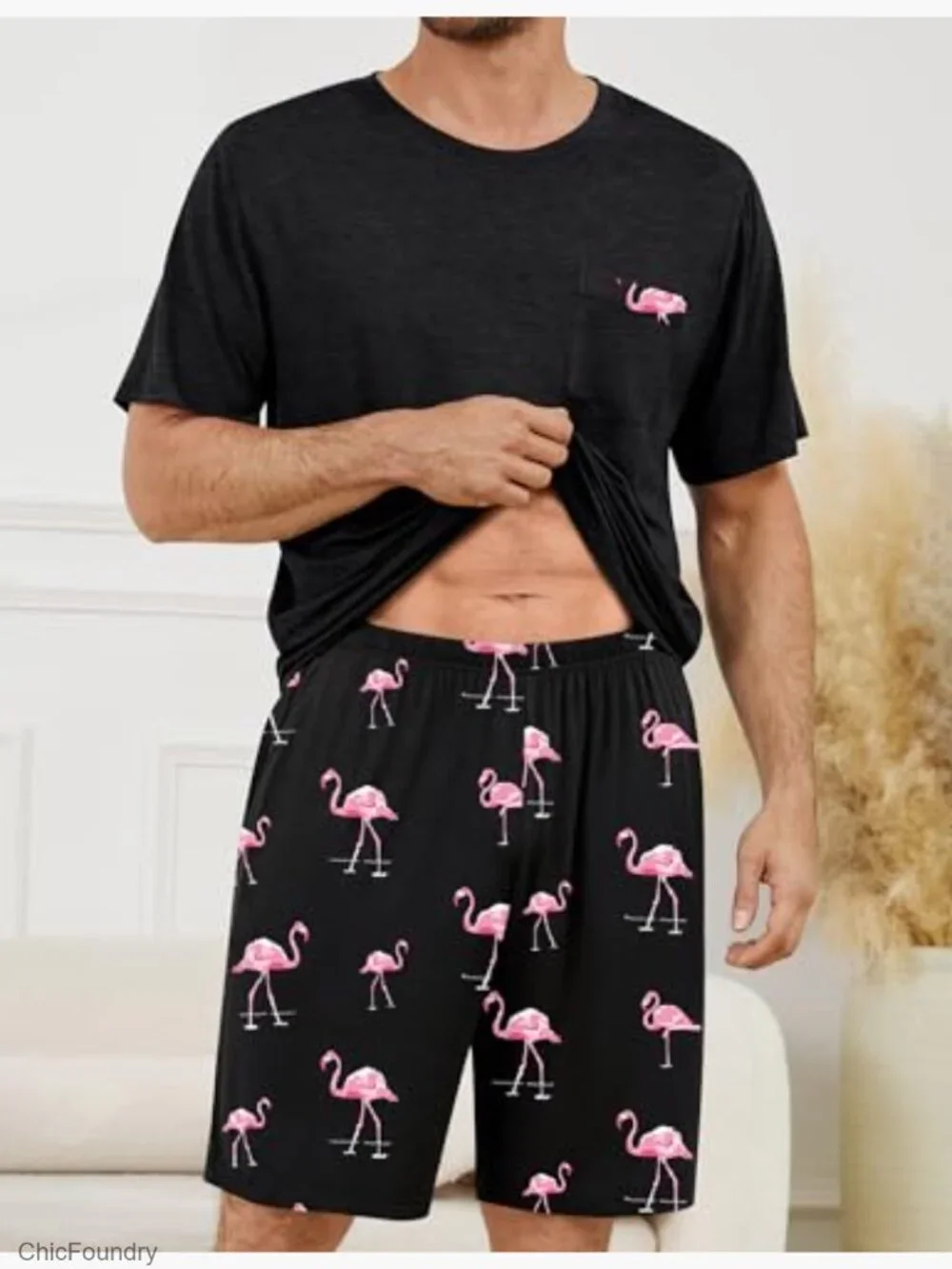 Men's Short Sleeve Pajama Set Soft Comfy Loungewear 2 Piece Sleepwear Summer - Picture 2 of 7